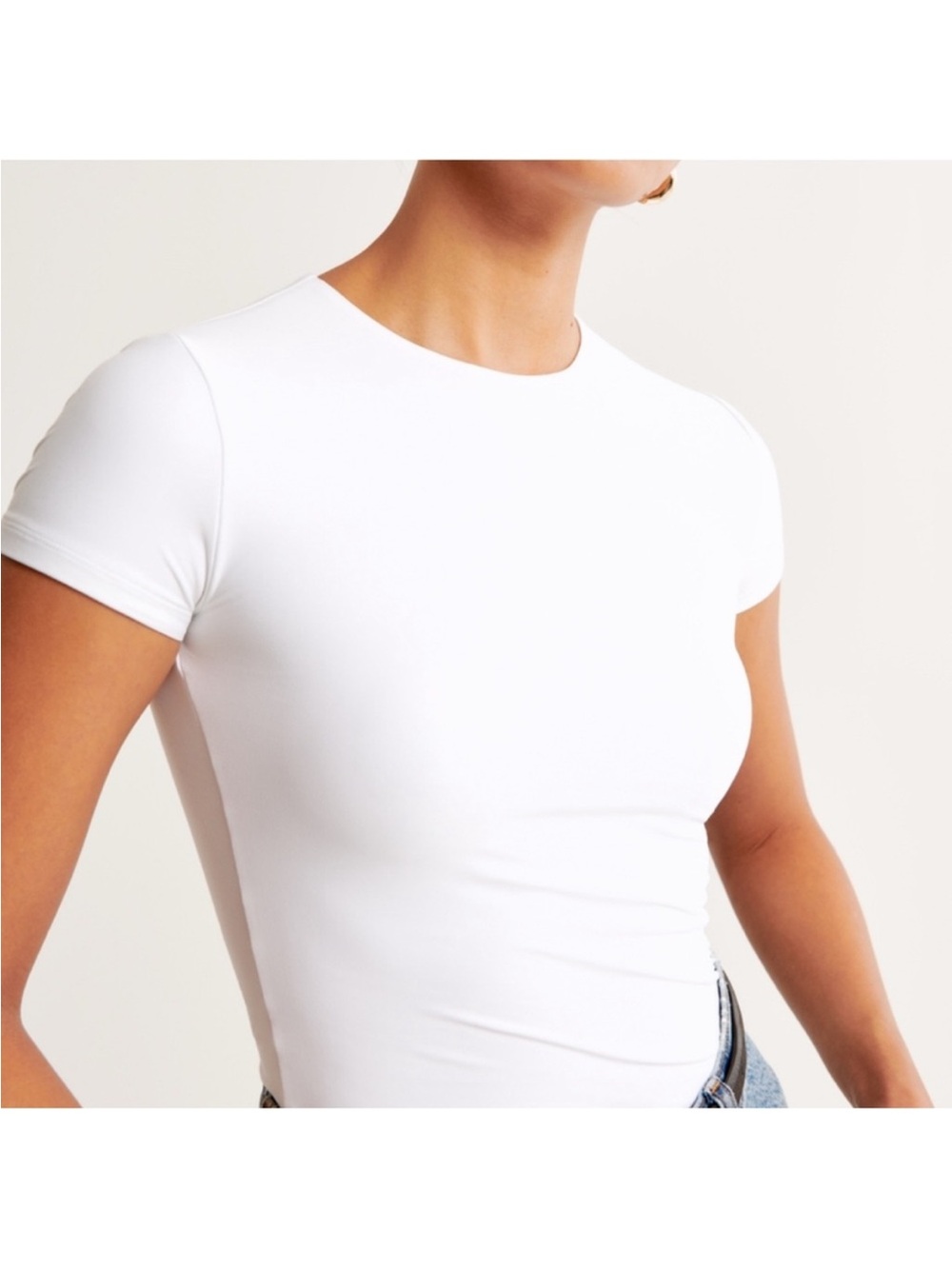 Abercrombie & Fitch White Soft matte seamless tuckable baby tee